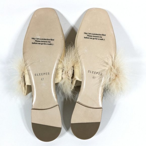 Sleeper Womens Manon Mules With Detachable Feathers Size 41 US 11 Champagne - Picture 7 of 11
